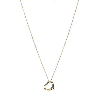Tiffany 18K Yellow Gold Elsa Peretti Small Open Heart Pendant Necklace 1 of 10