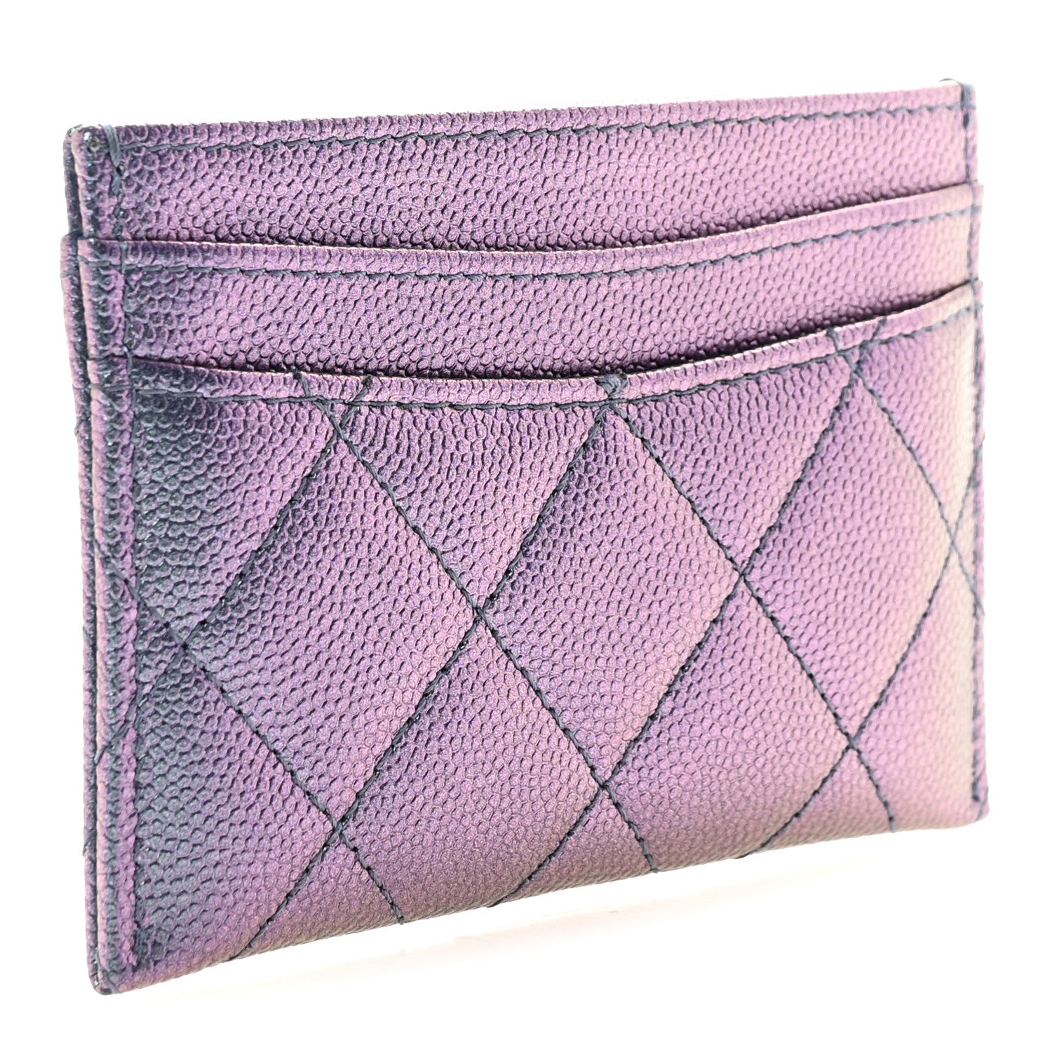 Chanel Iridescent Caviar Quilted Card Holder Dark Blue 3 of 9