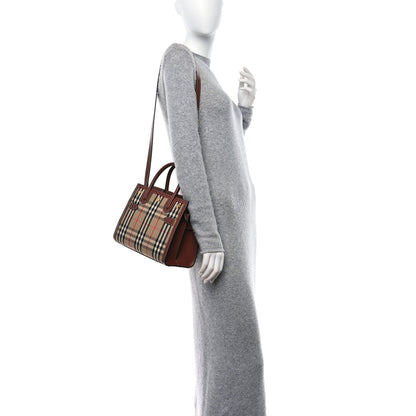 Burberry Calfskin Vintage Check Mini Two Handle Title Bag Archive Beige 2 of 9