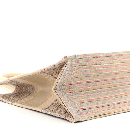 Christian Dior Canvas Embroidered Medium Stripes Book Tote Beige Multicolor 9 of 11