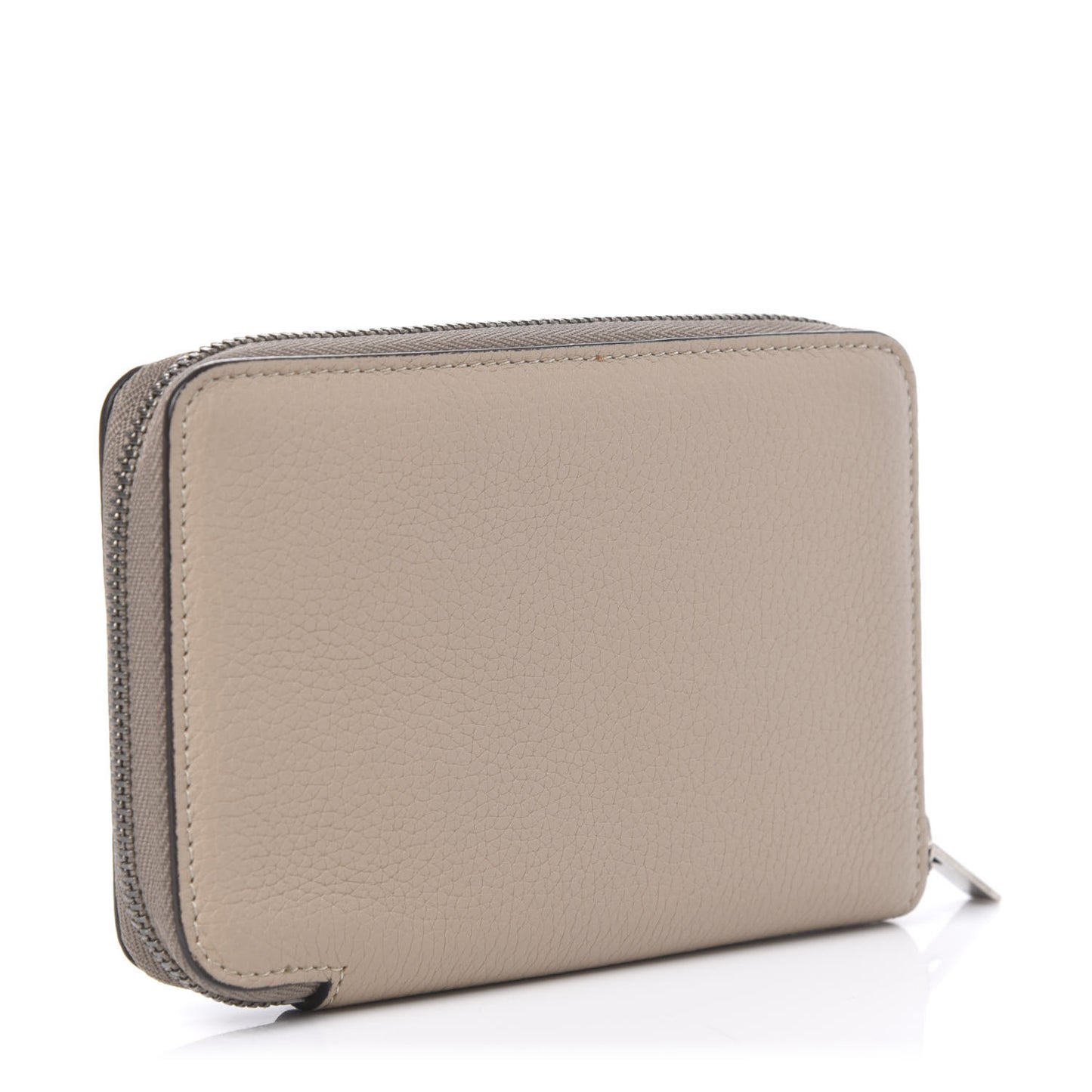 Drummed Calfskin Medium Zip Around Multifunction Wallet Dune