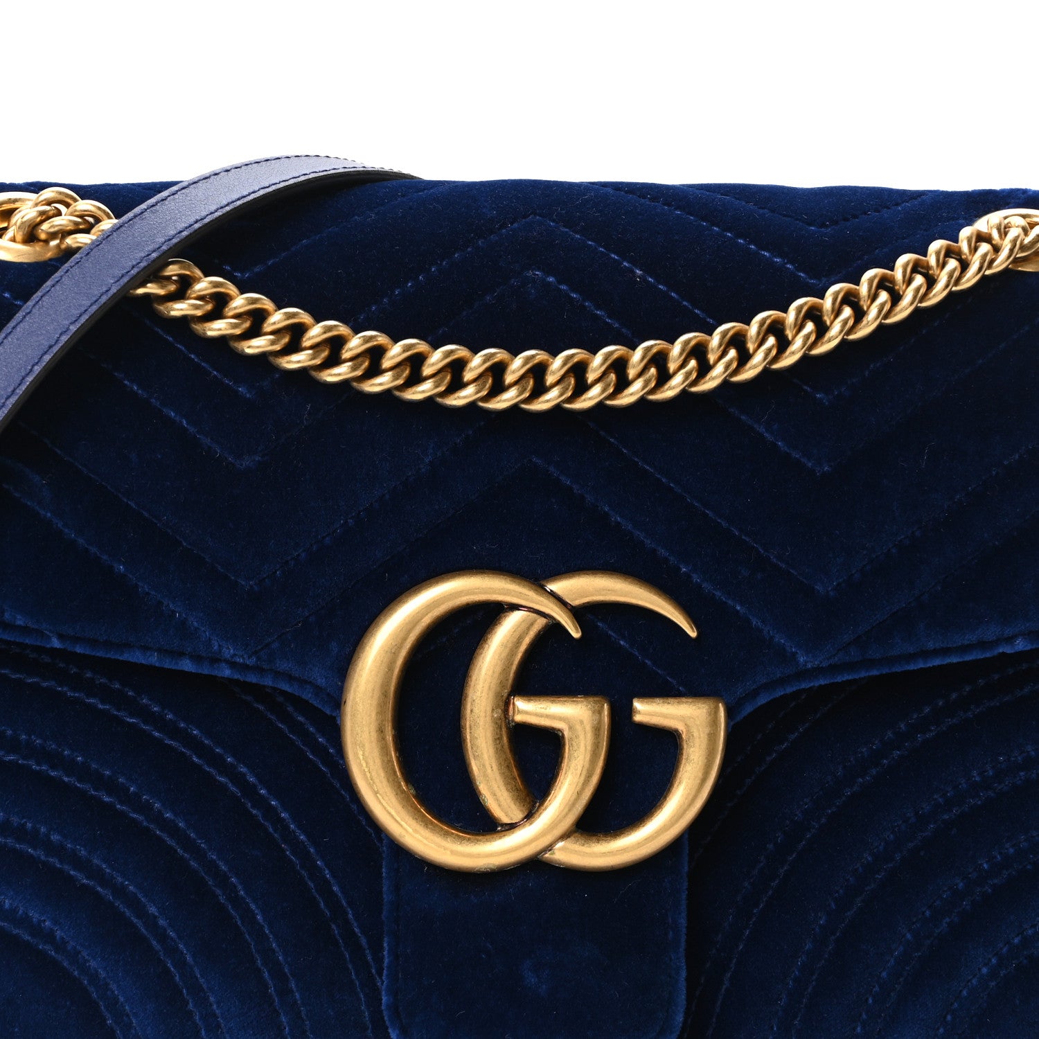 Gucci Velvet Matelasse Medium GG Marmont Shoulder Bag Cobalt Blue 8 of 10