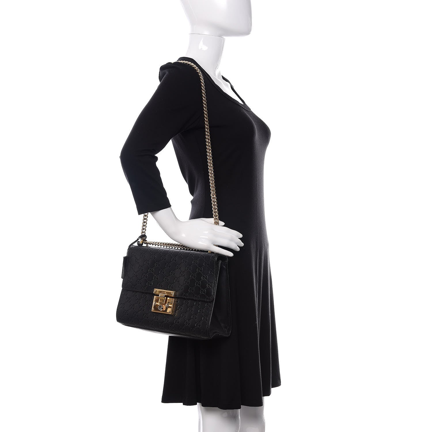 Gucci Guccissima Medium Padlock Shoulder Bag Black 2 of 17