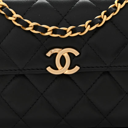 Chanel Lambskin Enamel Quilted Top Handle Flap Phone Holder With Chain Black 8 of 11