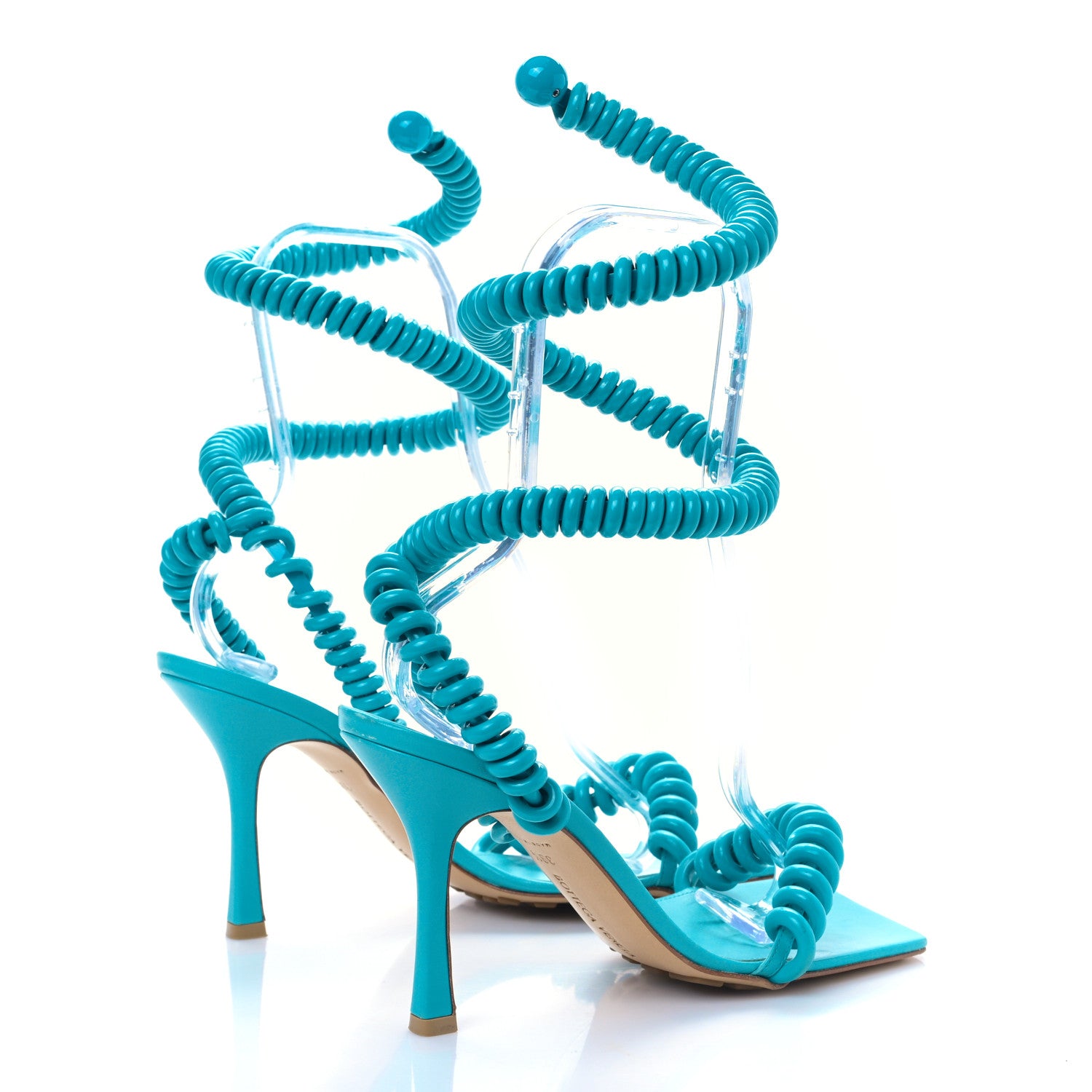 Bottega Veneta Rubber Wire Nappa Stretch 90mm Sandals 39.5 Turquoise 4 of 7