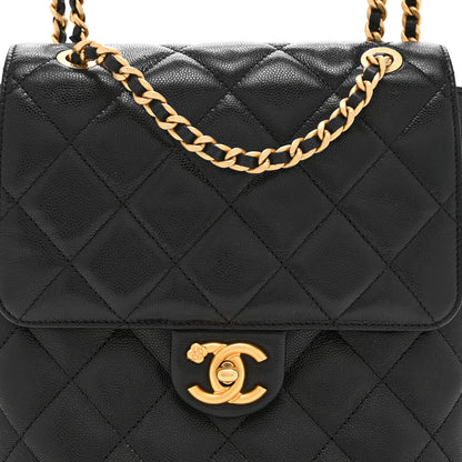 Chanel Caviar Quilted Camellia Chain Around Backpack Black 8 of 10