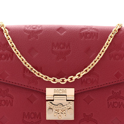 MCM Calfskin Ottomar Monogram Medium Millie Crossbody Bag Ruby Red 7 of 11