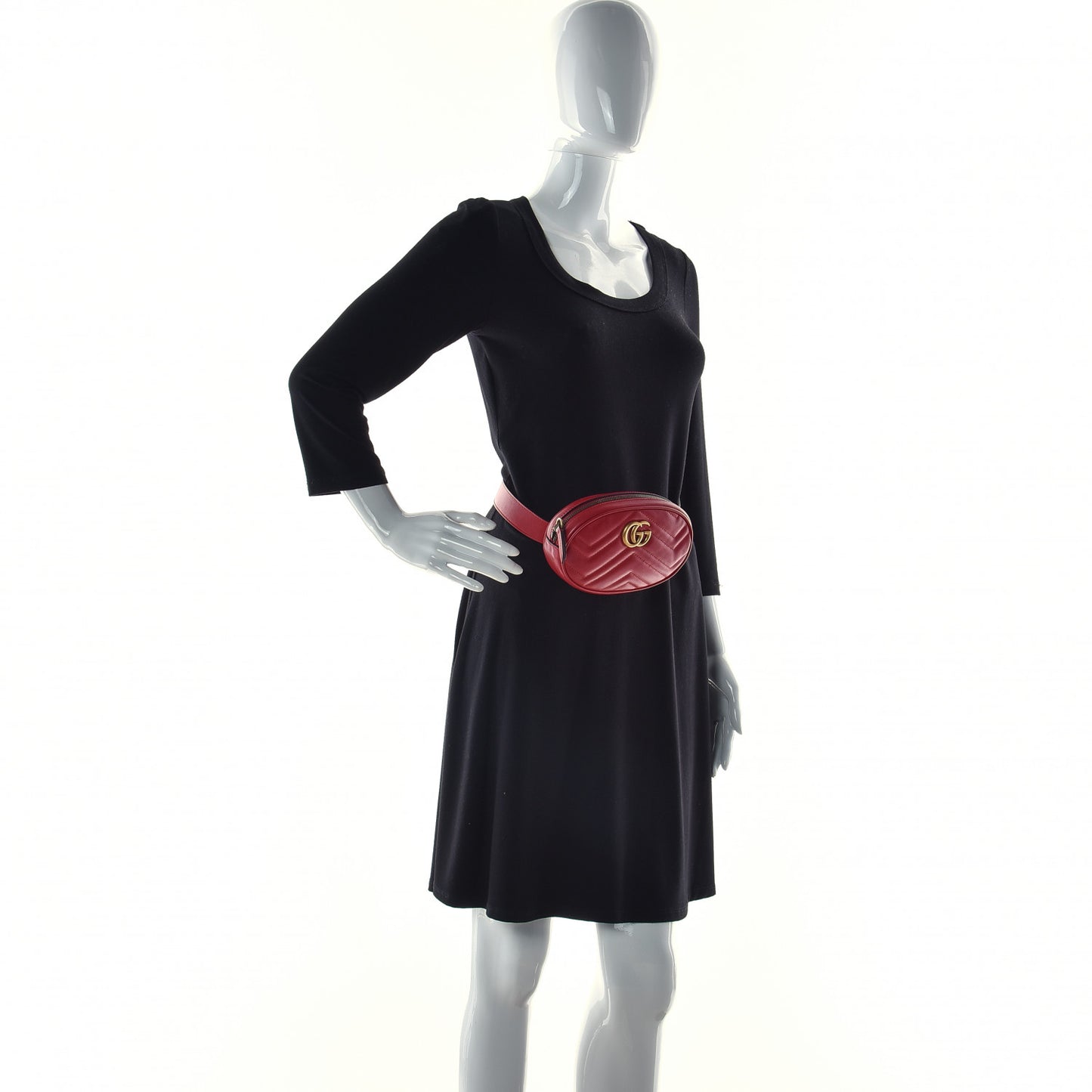 Calfskin Matelasse GG Marmont Belt Bag 75 30 Hibiscus Red