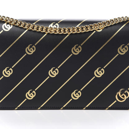 Gucci Calfskin Diagonal GG Mini Chain Wallet Black Gold 7 of 11