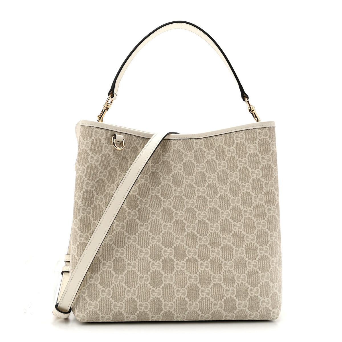Gucci GG Supreme Monogram Medium Emblem Bucket Bag Beige White 1 of 11