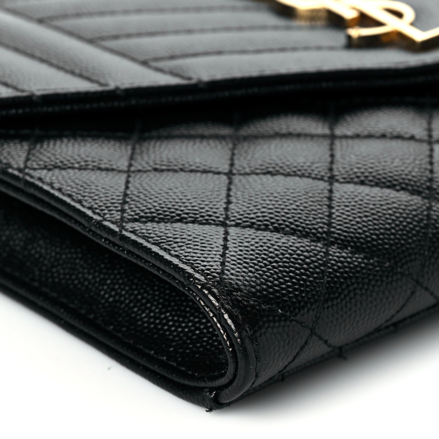 Grain De Poudre Textured Mixed Matelasse Triquilt Monogram Clutch Black