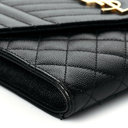 Saint Laurent Grain De Poudre Textured Mixed Matelasse Triquilt Monogram Clutch Black 9 of 11