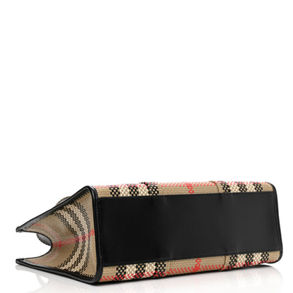 Burberry Calfskin Woven Vintage Check East West Book Tote 4 of 10