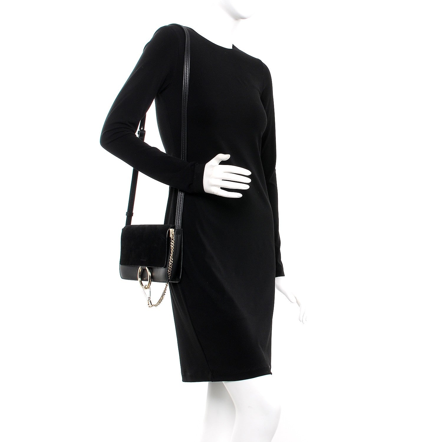 Chloe Suede Calfskin Small Faye Shoulder Bag Black 2 of 9