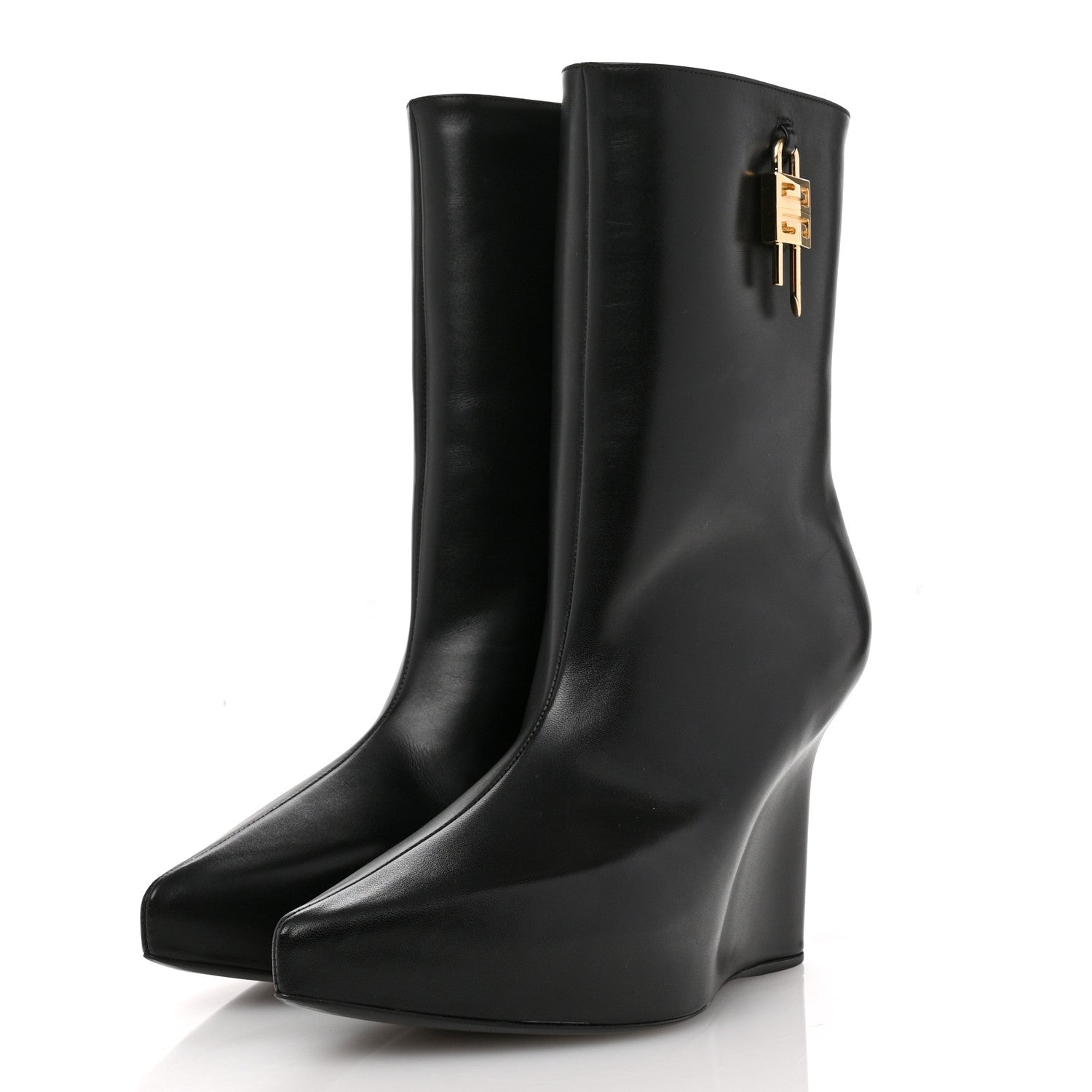 Givenchy Calfskin G Lock 80mm Wedge Low Boots 38 Black 4 of 10