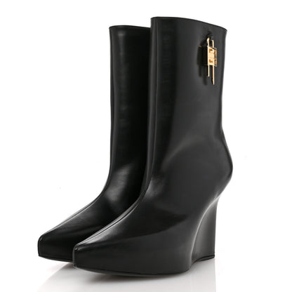 Givenchy Calfskin G Lock 80mm Wedge Low Boots 38 Black 4 of 10