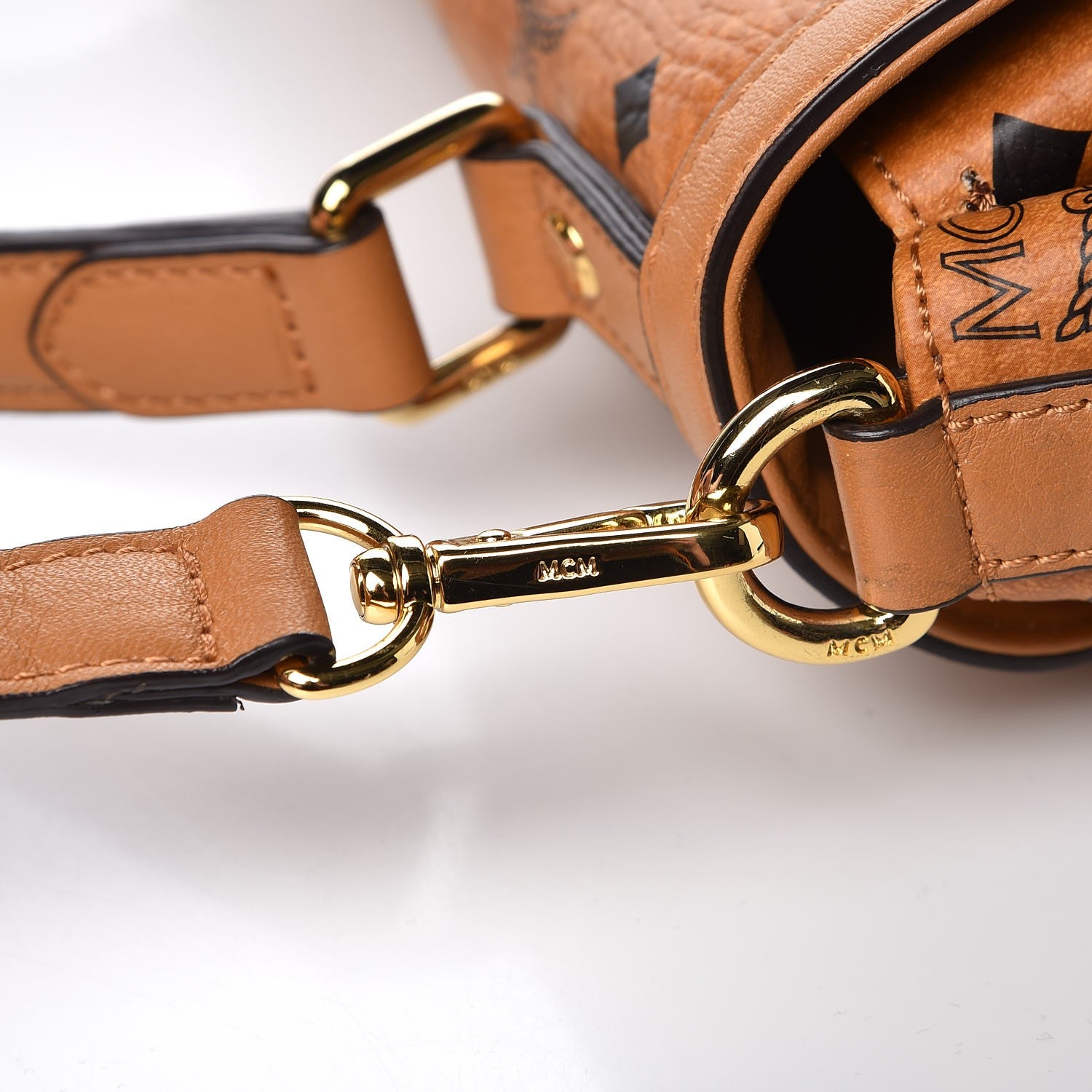 MCM Visetos Top Handle Satchel Cognac 11 of 12
