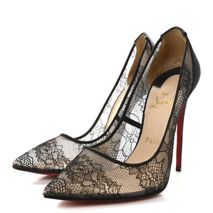 Christian Louboutin Dentelle Fleur Crepe Satin Pigalace 120 Pumps 38 Black 4 of 9