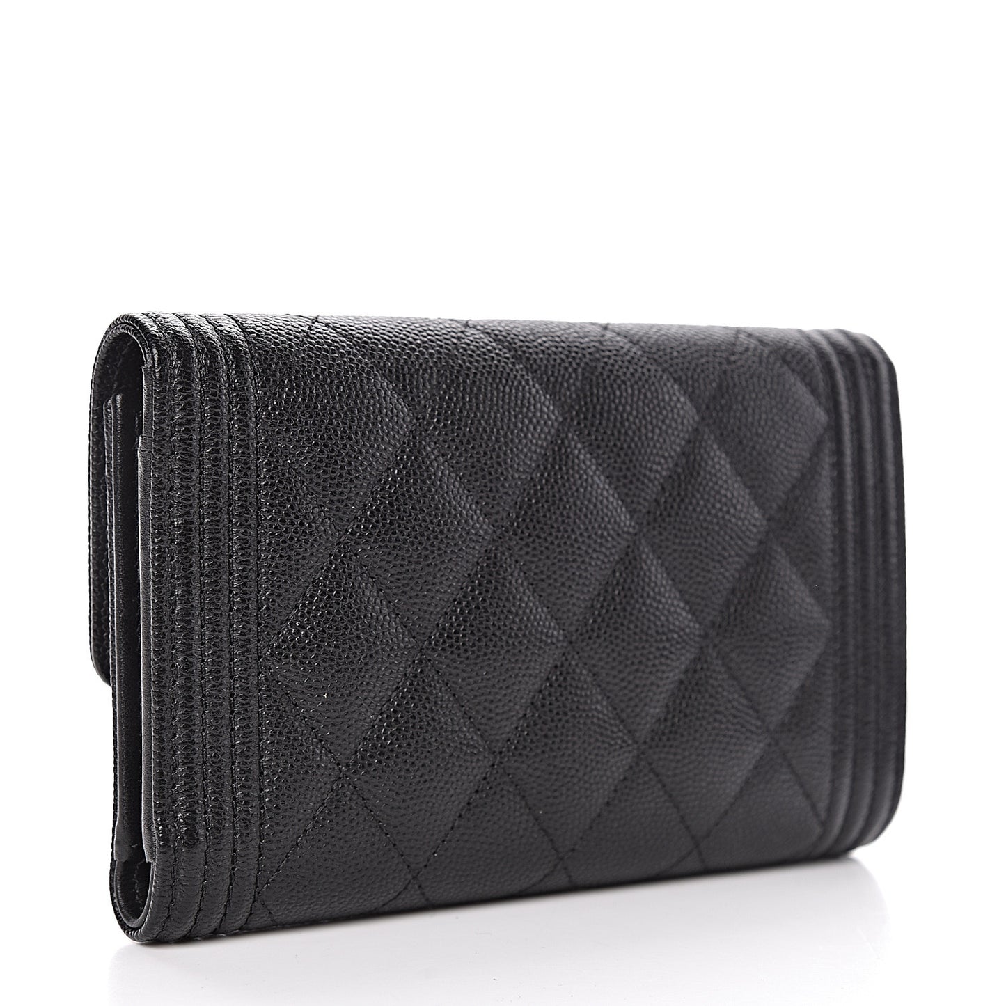 Caviar Quilted Medium Boy Flap Wallet Black