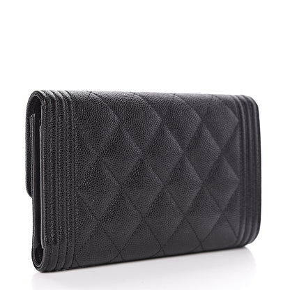 Chanel Caviar Quilted Medium Boy Flap Wallet Black 3 of 9