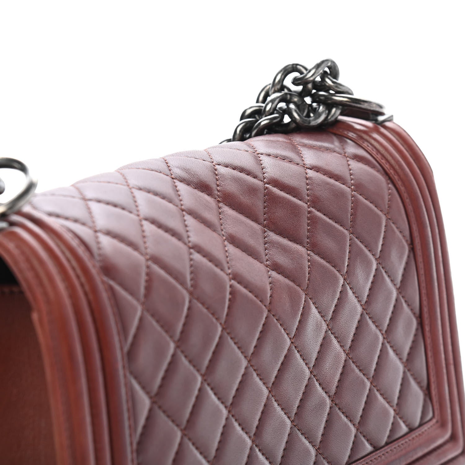 Chanel Lambskin Quilted Medium Boy Flap Burgundy 13 of 13