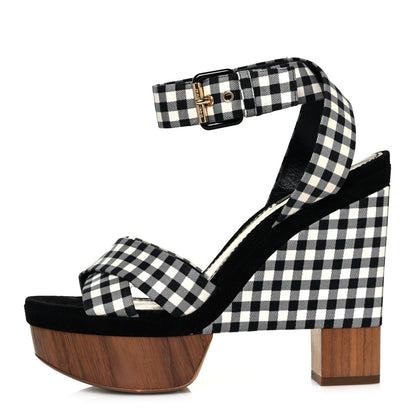 Louis Vuitton Gingham Platform Sandal 40 Blue White 1 of 8