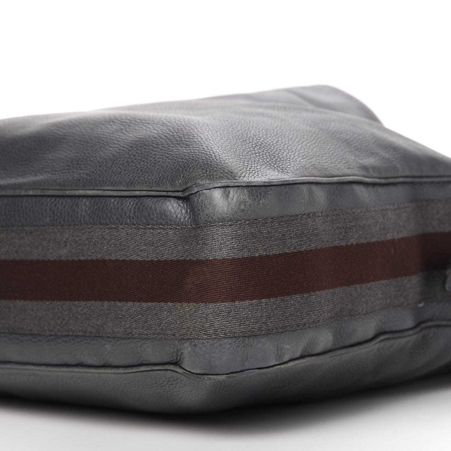 Pebbled Calfskin Medium Heritage Shoulder Bag Charcoal Grey