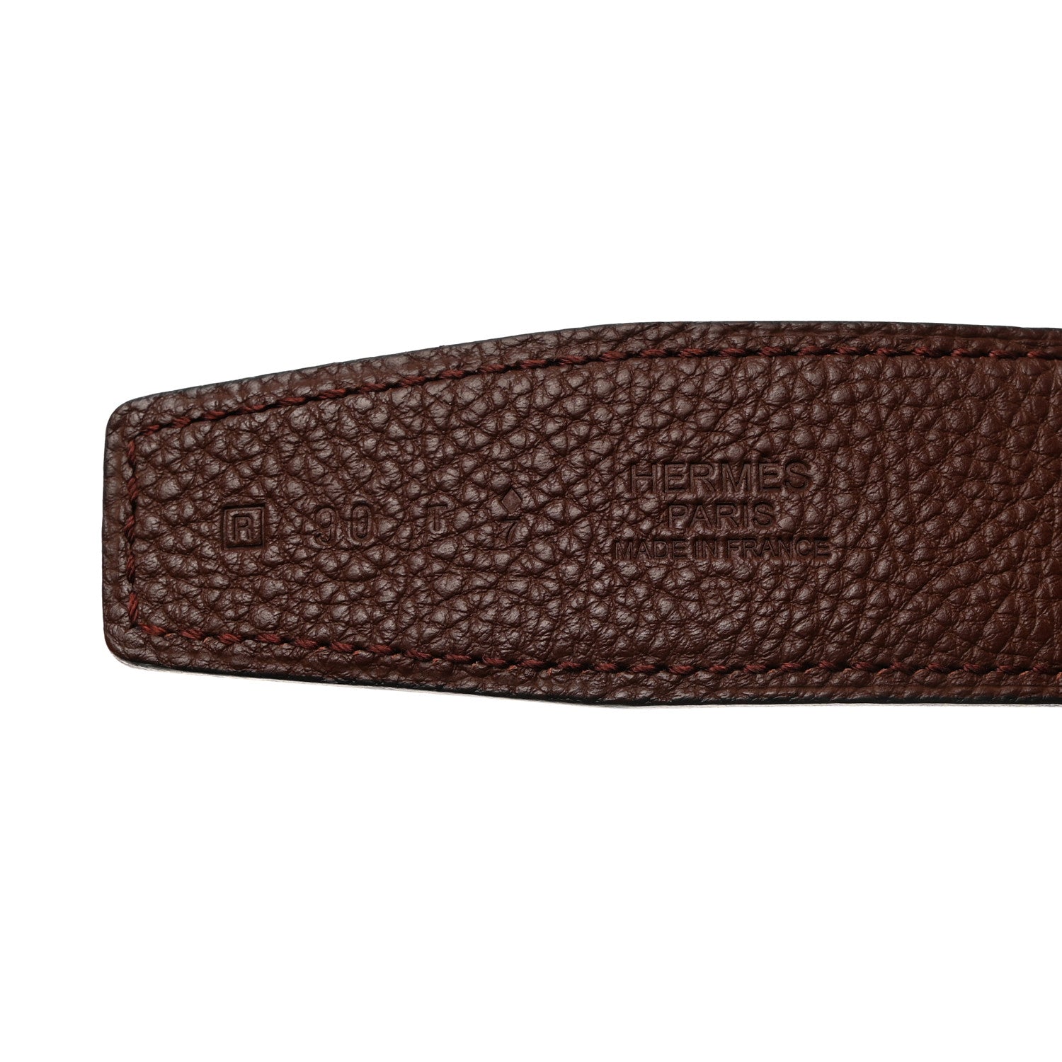Hermes Box Togo 32mm Belt Strap 90 Chocolate Rouge H 4 of 7