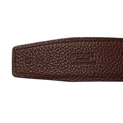Hermes Box Togo 32mm Belt Strap 90 Chocolate Rouge H 4 of 7