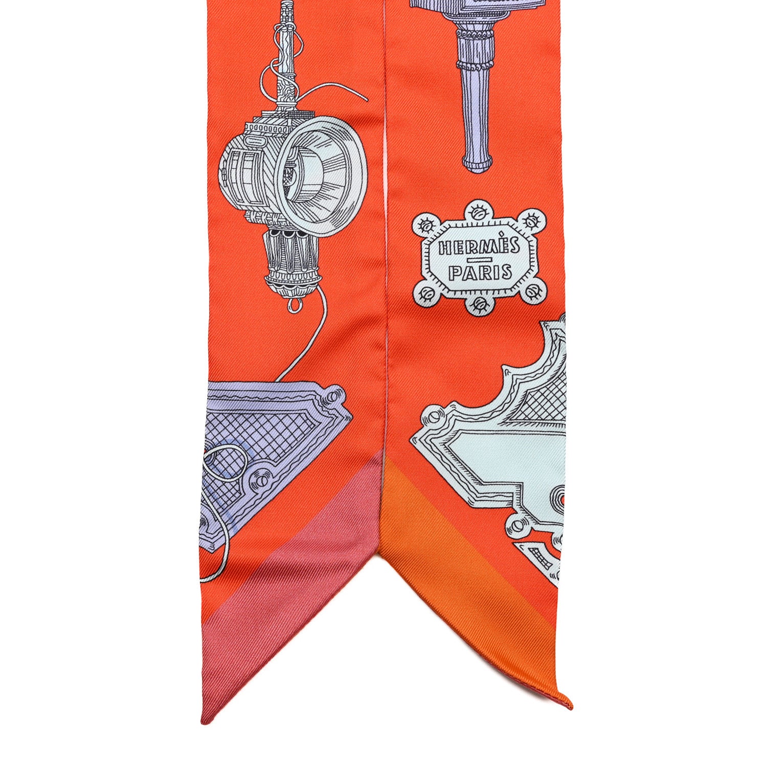 Hermes Silk Merveilleuses Lanternes Twilly Orange Cobalt Gris Bleuete Orange Cobalt Gris Bleuete 2 of 5