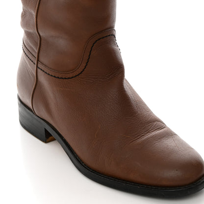 Chanel Calfskin Ascot Knee High CC Boots 36.5 Light Brown 12 of 15