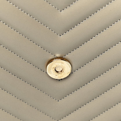 Saint Laurent Lambskin Matelasse Chevron Large Monogram Satchel Beige 10 of 15