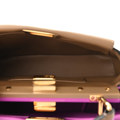 Fendi Vitello Seta Nappa Plexiglass Bi-Color Mini Peekaboo Iconic Satchel Bouganville Sand 6 of 10