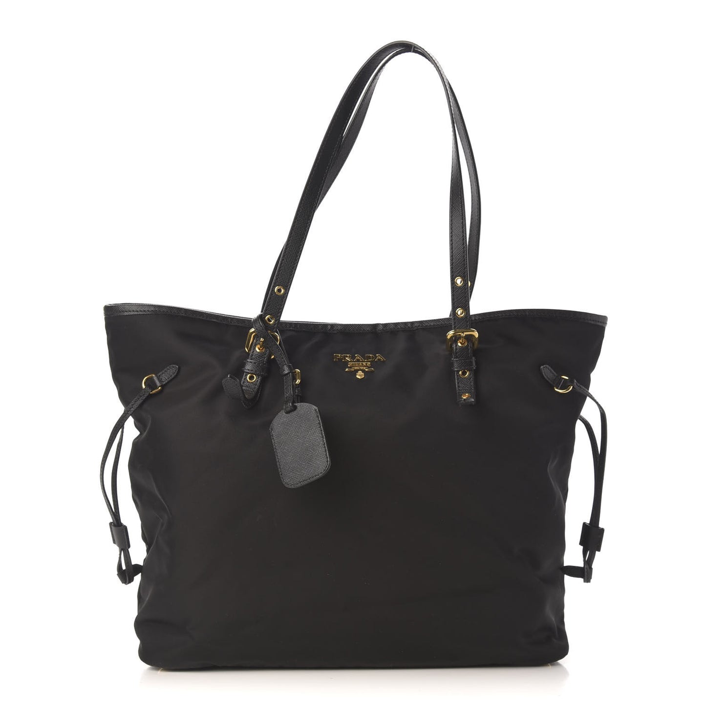 Tessuto Nylon Saffiano Shopping Tote Black