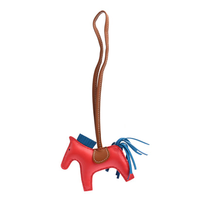 Hermes Milo Lambskin Grigri Rodeo Horse Bag Charm PM Rose Texas Bleu Zanzibar Gold 1 of 4