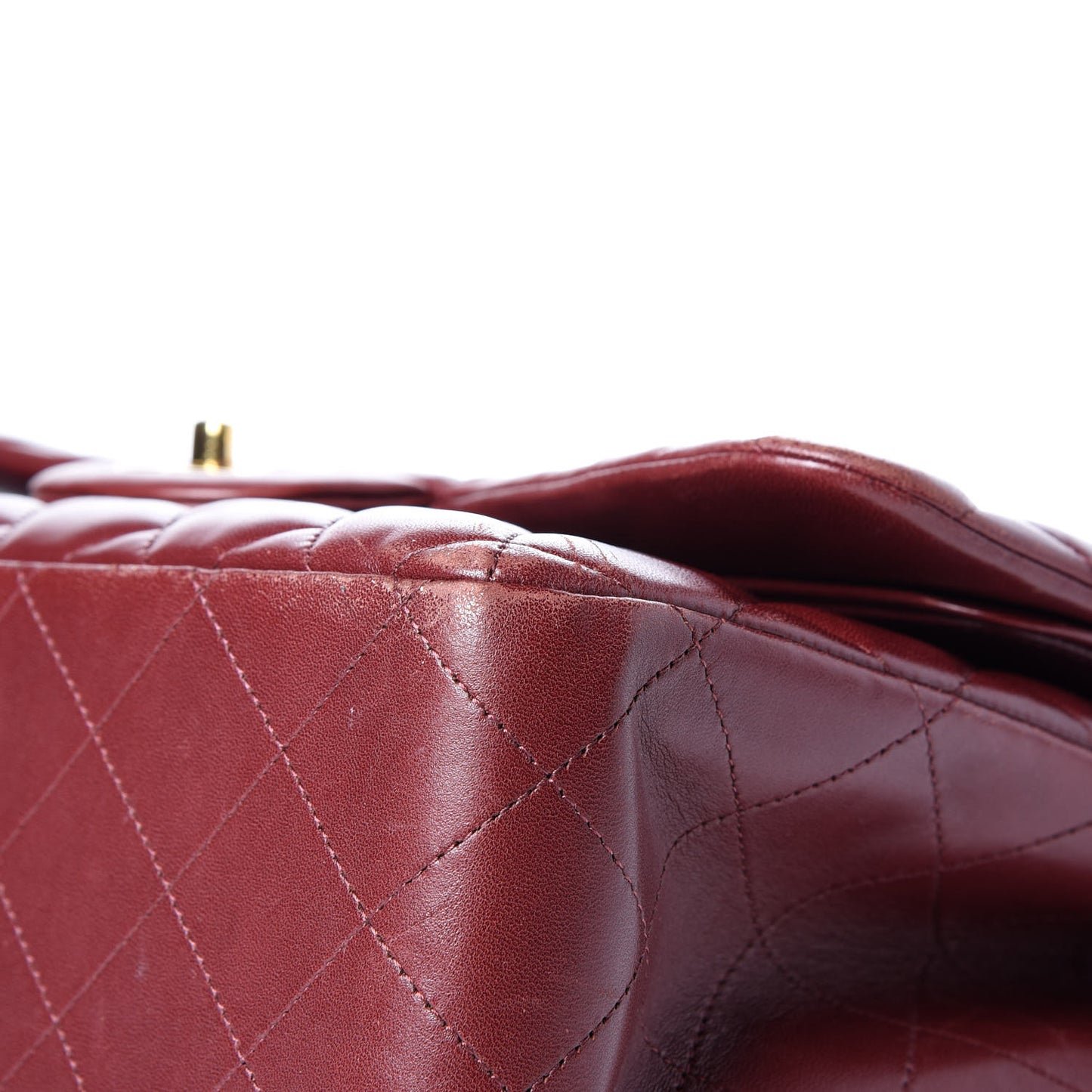 Lambskin Quilted Jumbo Double Flap Burgundy