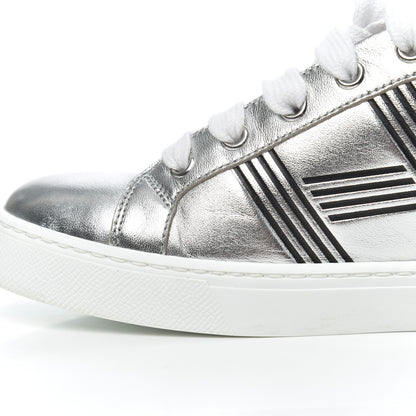Hermes Metallic Calfskin Womens Avantage Sneakers 36.5 Gris Argente Black 11 of 22