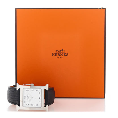 Hermes Stainless Steel Epsom 30.5mm Heure H Hour Quartz Watch Noir 5 of 5