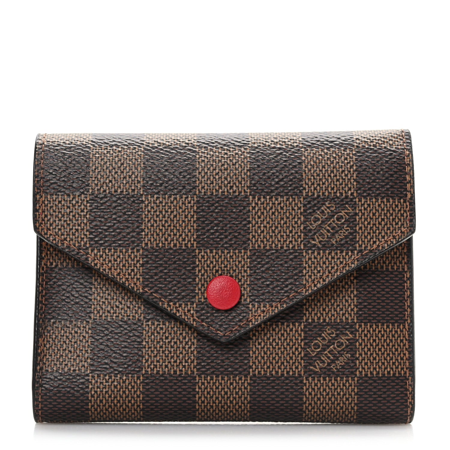 Louis Vuitton Damier Ebene Victorine Wallet Red 1 of 6