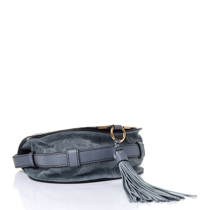 Chloe Suede Calfskin Braided Mini Marcie Round Crossbody Bag Cloudy Blue 3 of 10