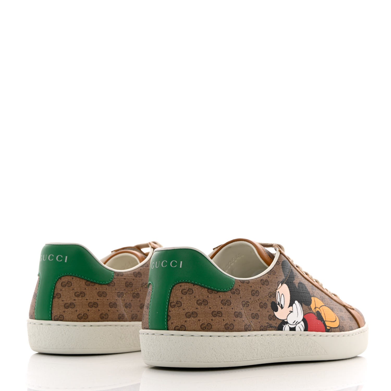 Gucci X DISNEY Mini Vintage GG Supreme Monogram Mickey Mouse Mens Ace Sneakers 6.5 Beige Vintage Sun Oil New Shamarock 4 of 11