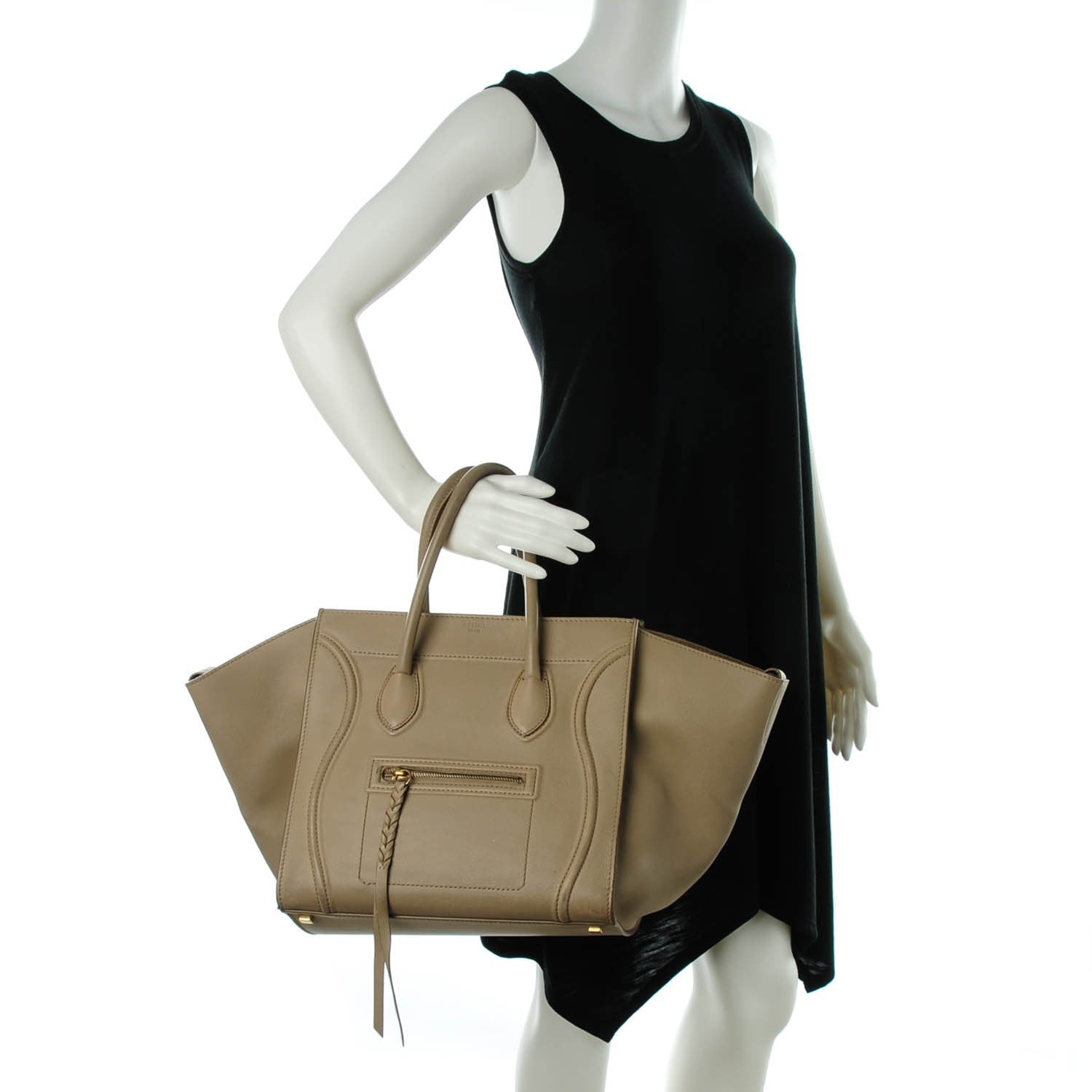 Celine Supple Calfskin Medium Phantom Luggage Beige 2 of 9