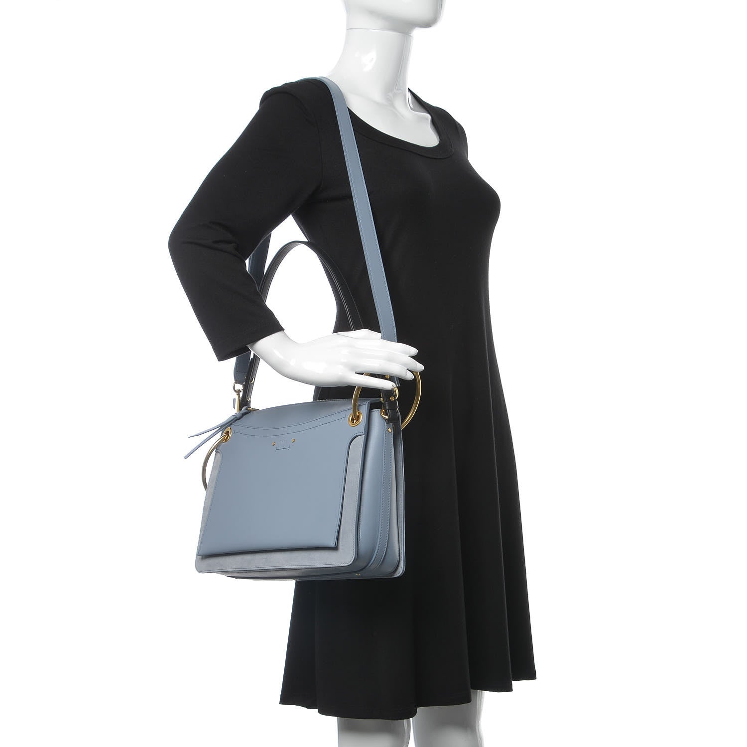 Chloe Calfskin Suede Medium Roy Bag Washed Blue 2 of 10