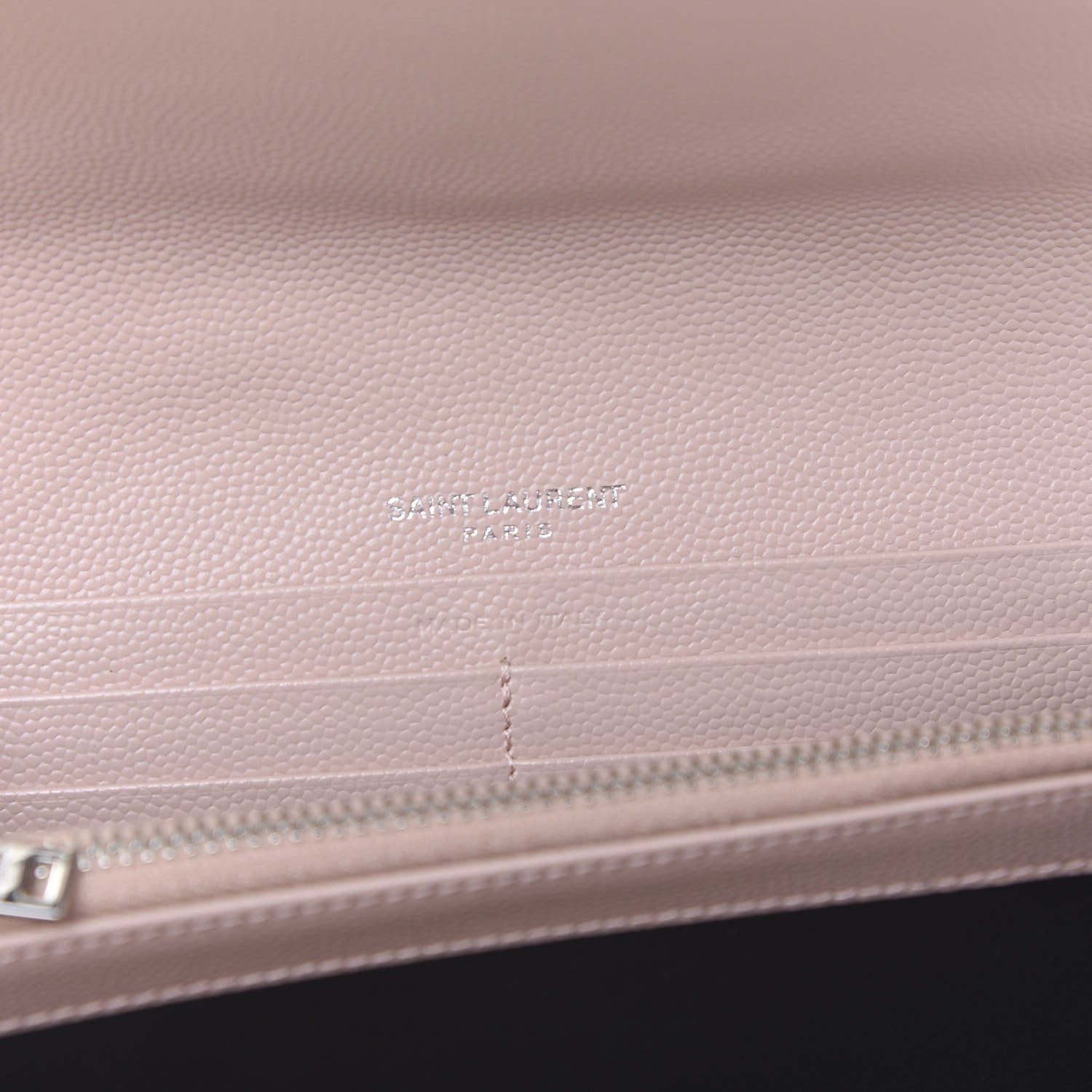 Saint Laurent Grain De Poudre Matelasse Chevron Monogram Wallet Pale Pink 8 of 10