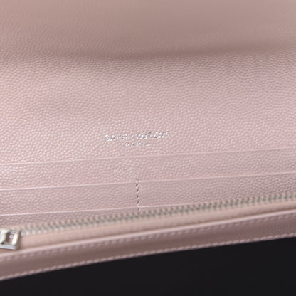 Saint Laurent Grain De Poudre Matelasse Chevron Monogram Wallet Pale Pink 8 of 10