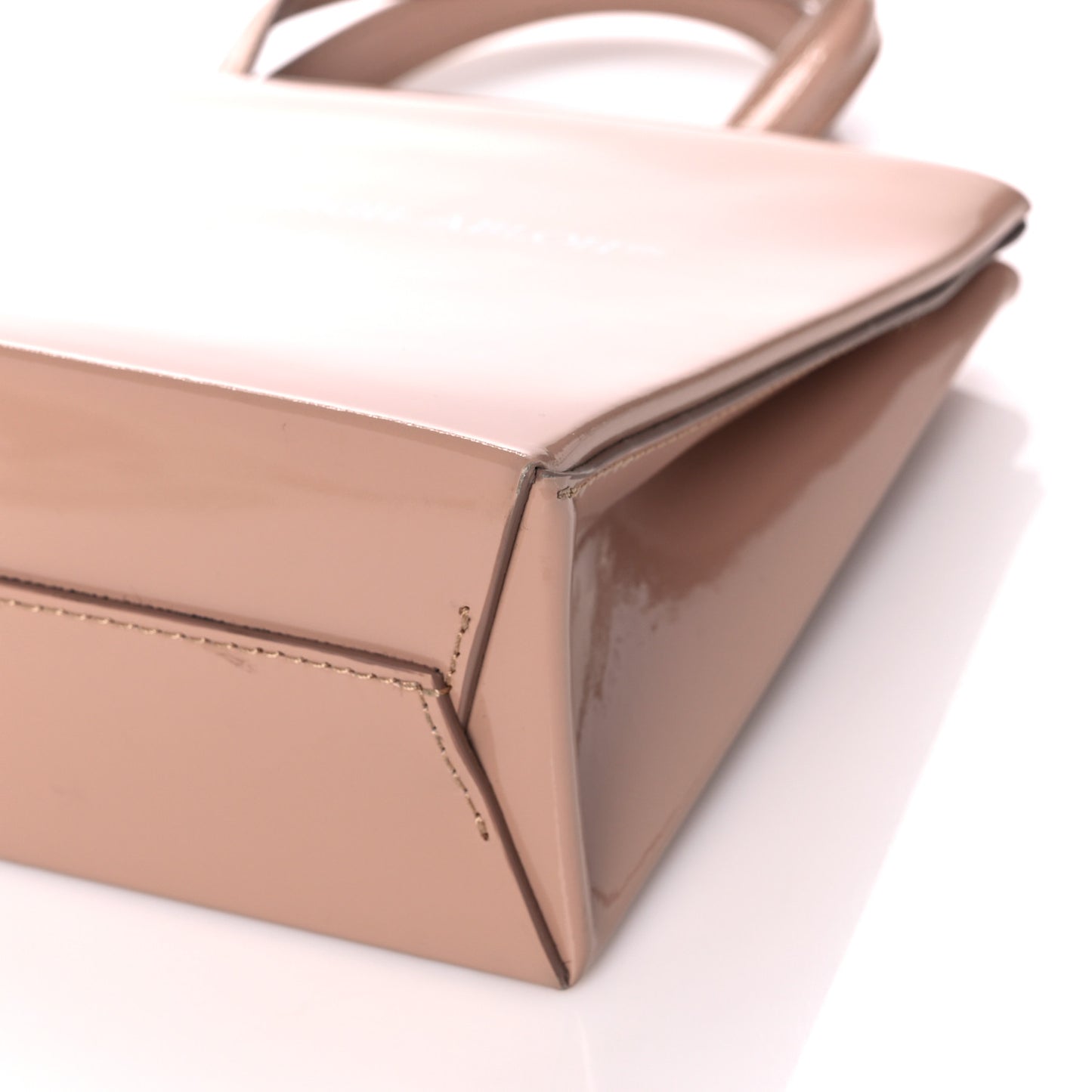 Patent Mini Box Bag Nude Beige