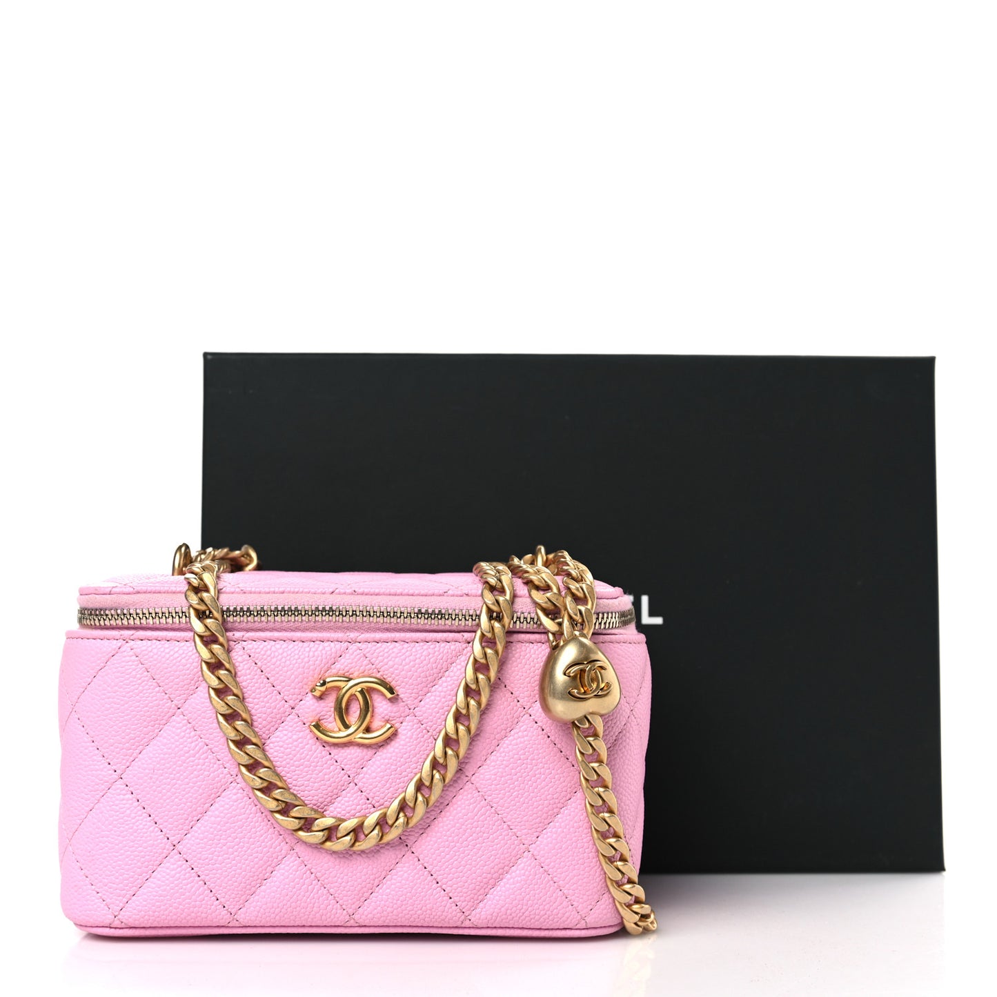 Caviar Quilted Sweetheart Vanity Case Pink