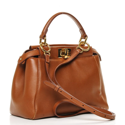 Fendi Nappa Mini Peekaboo Iconic Satchel Corteccia 3 of 6
