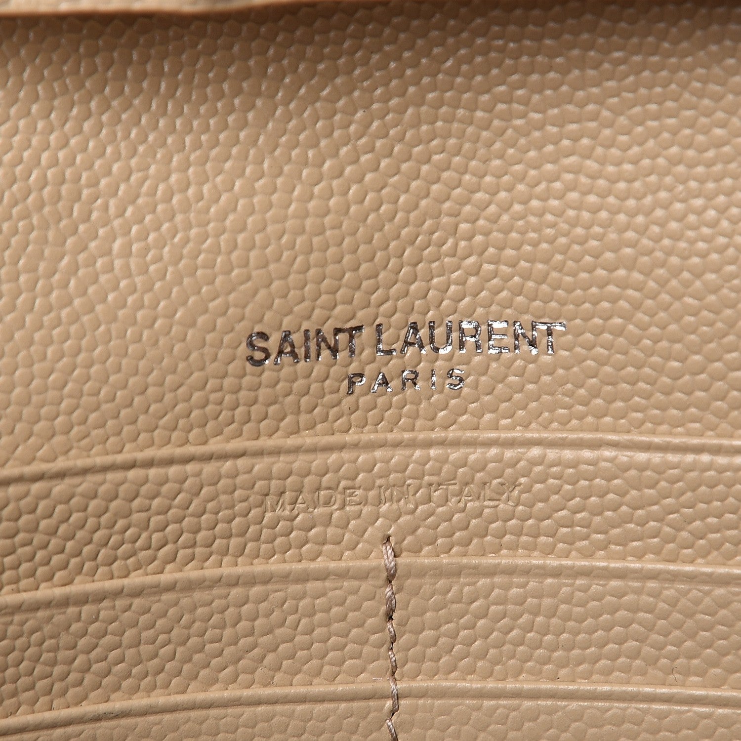 Saint Laurent Grain De Poudre Matelasse Chevron Monogram Chain Wallet Nude Powder 6 of 7