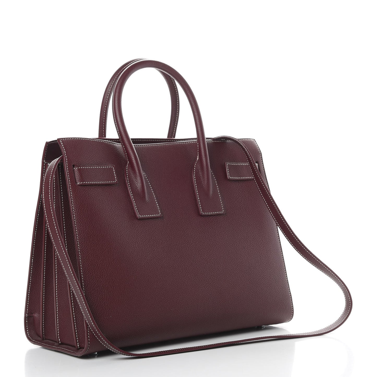 Grained Calfskin Topstitch Small Classic Sac De Jour Rouge Legion